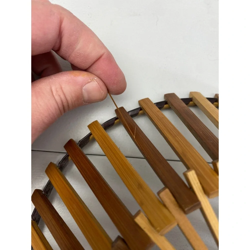 Ambee Basket Bamboo Slat Sunburst‎ Basket Vintage Boho MCM Decor
